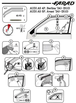 FARAD - SET 2 DEFLETTORI ARIA ANTIVENTO / ANTIPIOGGIA FUME' AUDI A5 B10 2025 - 1-12.755