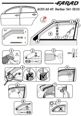 FARAD - SET 4 DEFLETTORI ARIA ANTIVENTO / ANTIPIOGGIA FUME' AUDI A5 B10 2025 - 1-16.141