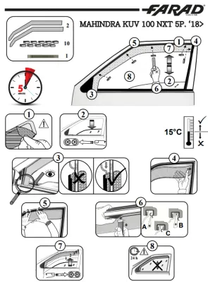 FARAD - SET 2 DEFLETTORI ARIA ANTIVENTO /ANTIPIOGGIA FUME' MAHINDRA KUV 100 2018 - 1-12.861