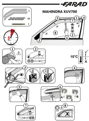 FARAD - SET 4 DEFLETTORI ARIA ANTIVENTO / ANTIPIOGGIA FUME' MAHINDRA XUV700 2022 - 1-17.040