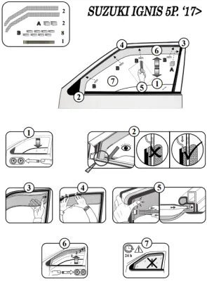 FARAD - SET 4 DEFLETTORI ARIA ANTIVENTO / ANTIPIOGGIA FUME' SUZUKI IGNIS 2018 - 1-16.004