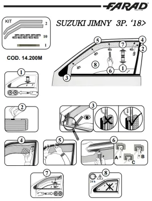 FARAD - SET 2 DEFLETTORI ARIA ANTIVENTO / ANTIPIOGGIA FUME' SUZUKI JIMNY 2020 - 1-14.200M