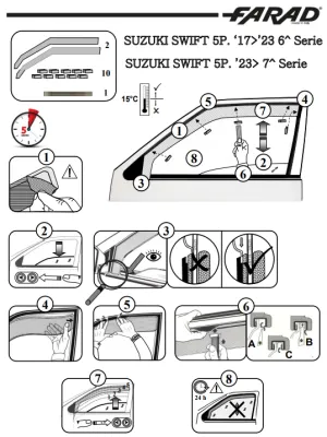 FARAD - SET 2 DEFLETTORI ARIA ANTIVENTO /ANTIPIOGGIA FUME' SUZUKI SWIFT VII 2025 - 1-12.H22