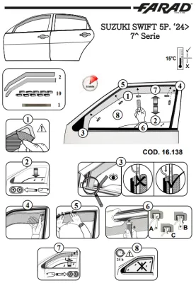 FARAD - SET 4 DEFLETTORI ARIA ANTIVENTO /ANTIPIOGGIA FUME' SUZUKI SWIFT VII 2025 - 1-16.138