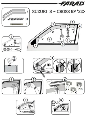 FARAD - SET 2 DEFLETTORI ARIA ANTIVENTO / ANTIPIOGGIA FUME' SUZUKI S-CROSS 2024 - 1-14.224M