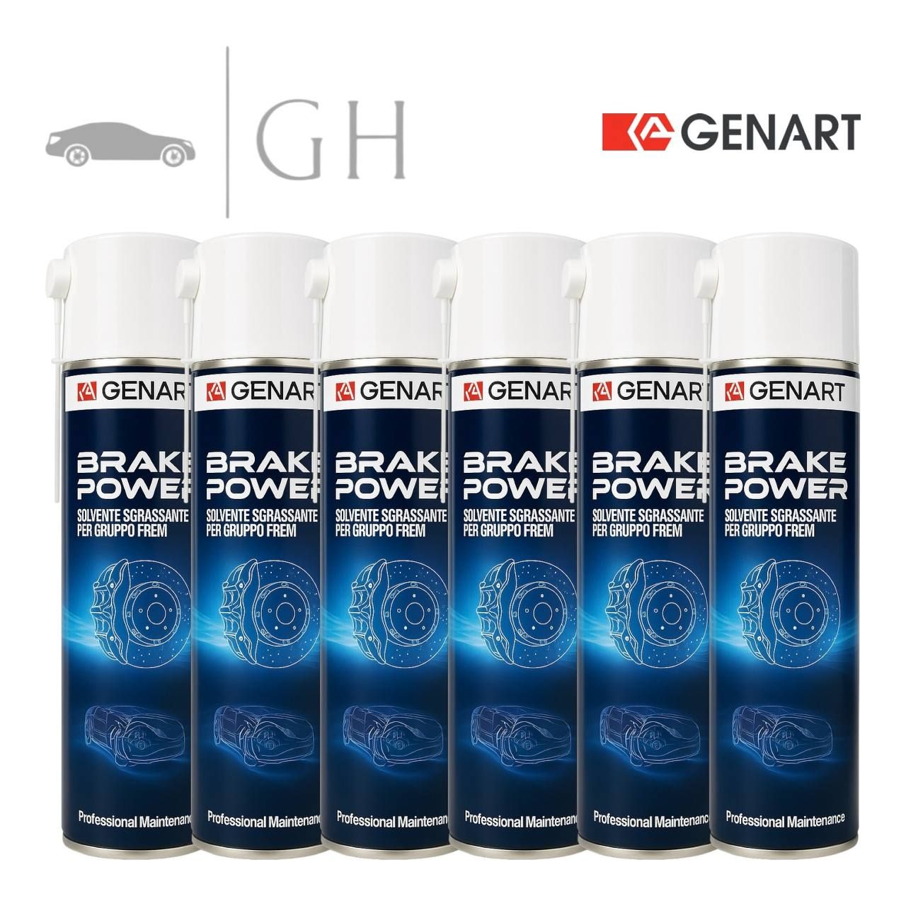 GENART - 6 X BRAKE POWER SPRAY  PULITORE / SOLVENTE SGRASSANTE PER GRUPPO FRENI AUTO