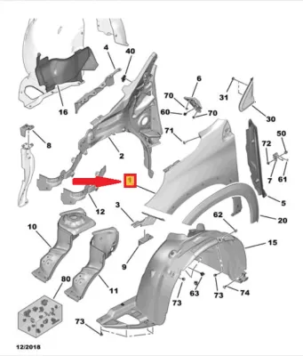 PARAFANGO ANTERIORE SINISTRO PEUGEOT 2008 (I) 2015 - 9678733480