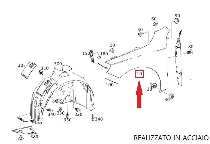 PARAFANGO ANTERIORE DESTRO MERCEDES CLASSE A W177 (IV) 2020 - A1778810600