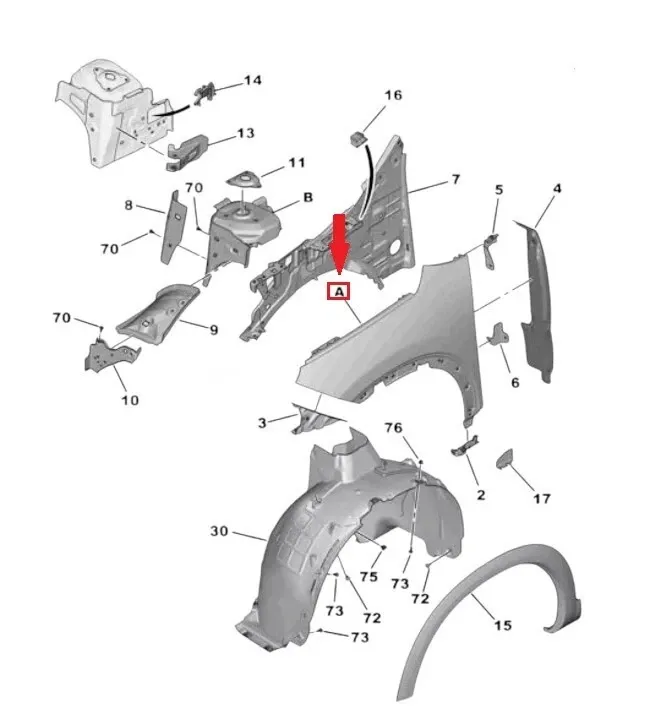 PARAFANGO ANTERIORE SINISTRO CITROEN C5 AIRCROSS 2020 - 9825774180
