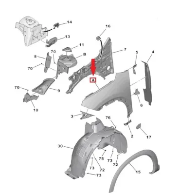 PARAFANGO ANTERIORE DESTRO CITROEN C5 AIRCROSS 2020 - 9825774080