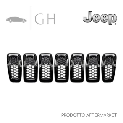 KIT 7 PZ. GRIGLIE RADIATORE CORNICI NERE PARAURTI ANT. JEEP CHEROKEE (V) 2015 - 68303626AA