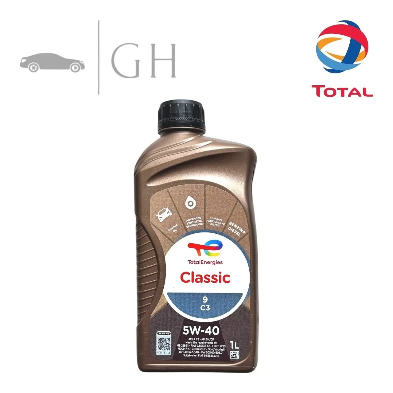 TOTAL - 1 LT /LITRO OLIO MOTORE AUTO 5W40 CLASSIC 9 (ACEA C3) - BENZINA / DIESEL