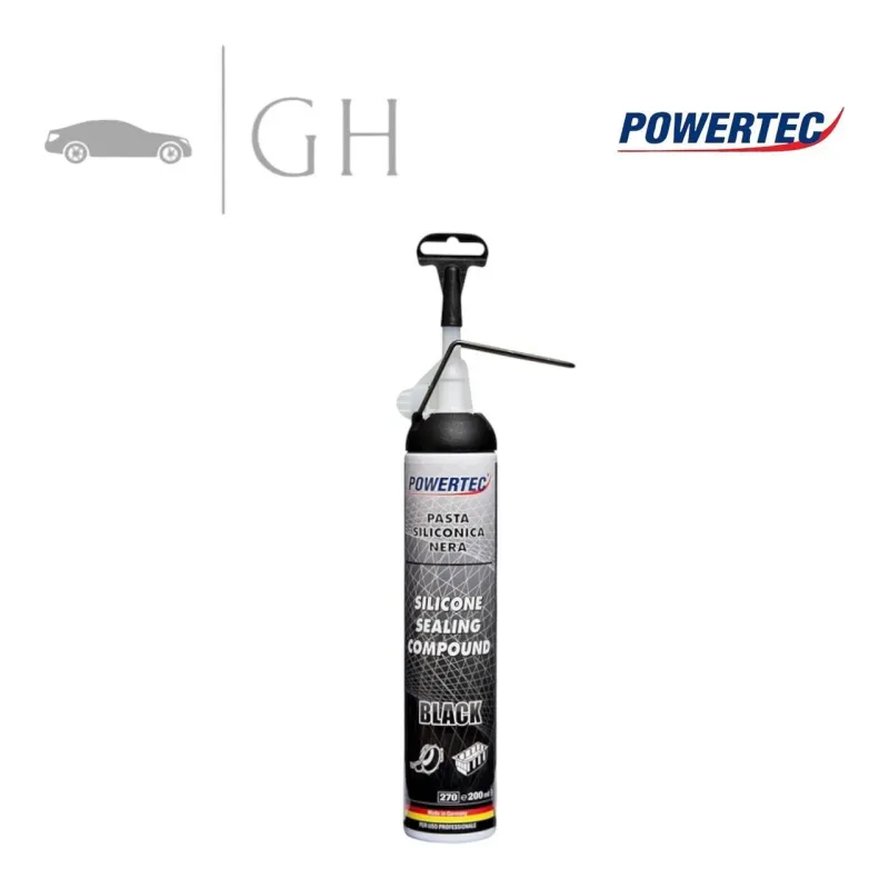 POWERTEC - PASTA SILICONICA / SILICONE NERA CON DOSATORE PER GUARNIZIONI MOTORI