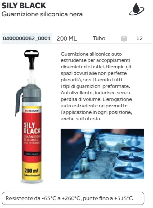 GENART - PASTA SILICONICA / SILICONE NERA CON DOSATORE PER GUARNIZIONI MOTORI