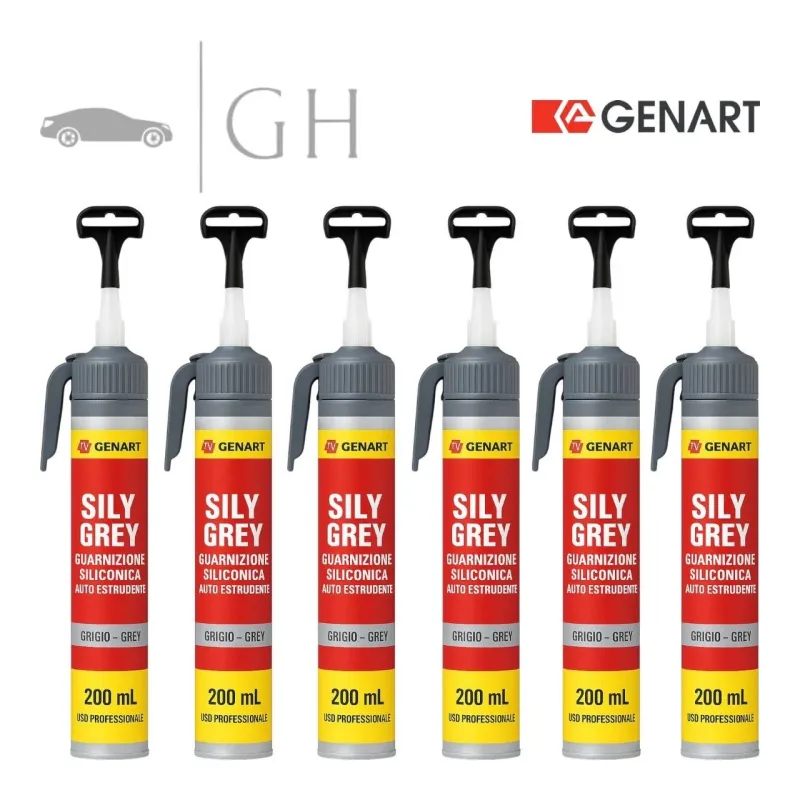 GENART - 6 X PASTA SILICONICA / SILICONE GRIGIA CON DOSATORE GUARNIZIONI MOTORI