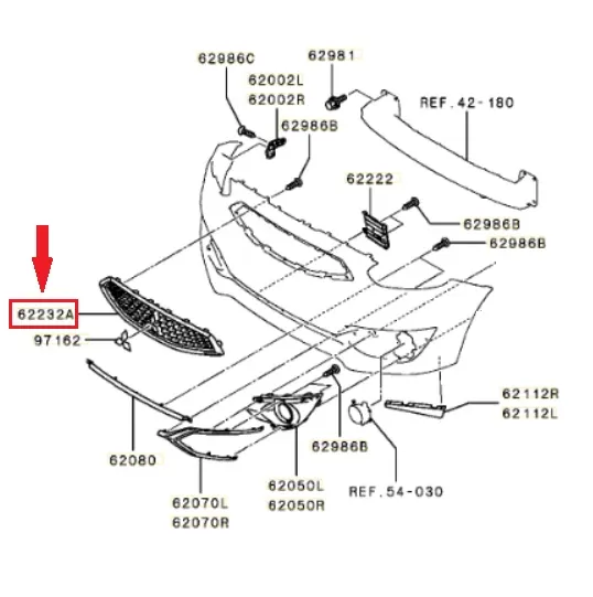 GRIGLIA RADIATORE SUPERIORE PARAURTI ANT. MITSUBISHI SPACESTAR (II) - 6402A380