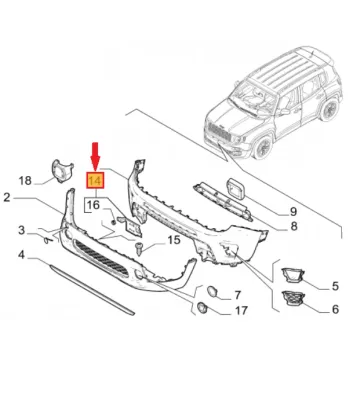 ORIGINALE - STAFFA SUPPORTO RADAR ANT. JEEP RENEGADE - 52094177