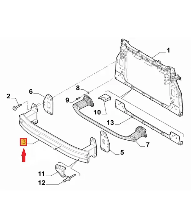 RINFORZO / TRAVERSA / STAFFONE PARAURTI ANT. JEEP RENEGADE (520) - 51958577