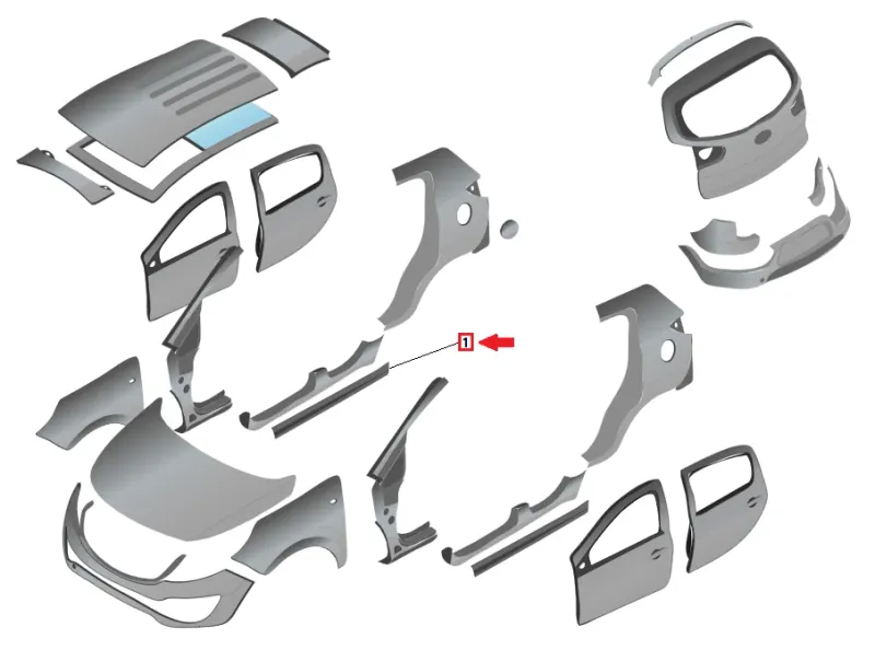 ORIGINALE - MINIGONNA / MODANATURA SOTTOPORTA LATO DX KIA SPORTAGE (III) - 877523U000