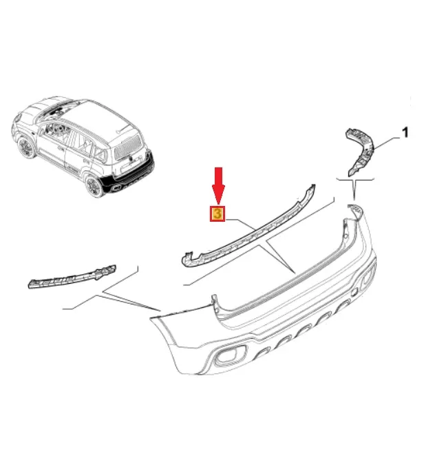 ORIGINALE - STAFFA / SUPPORTO DI FISSAGGIO CENTRALE PARAURTI POST FIAT PANDA 312 - 52220234