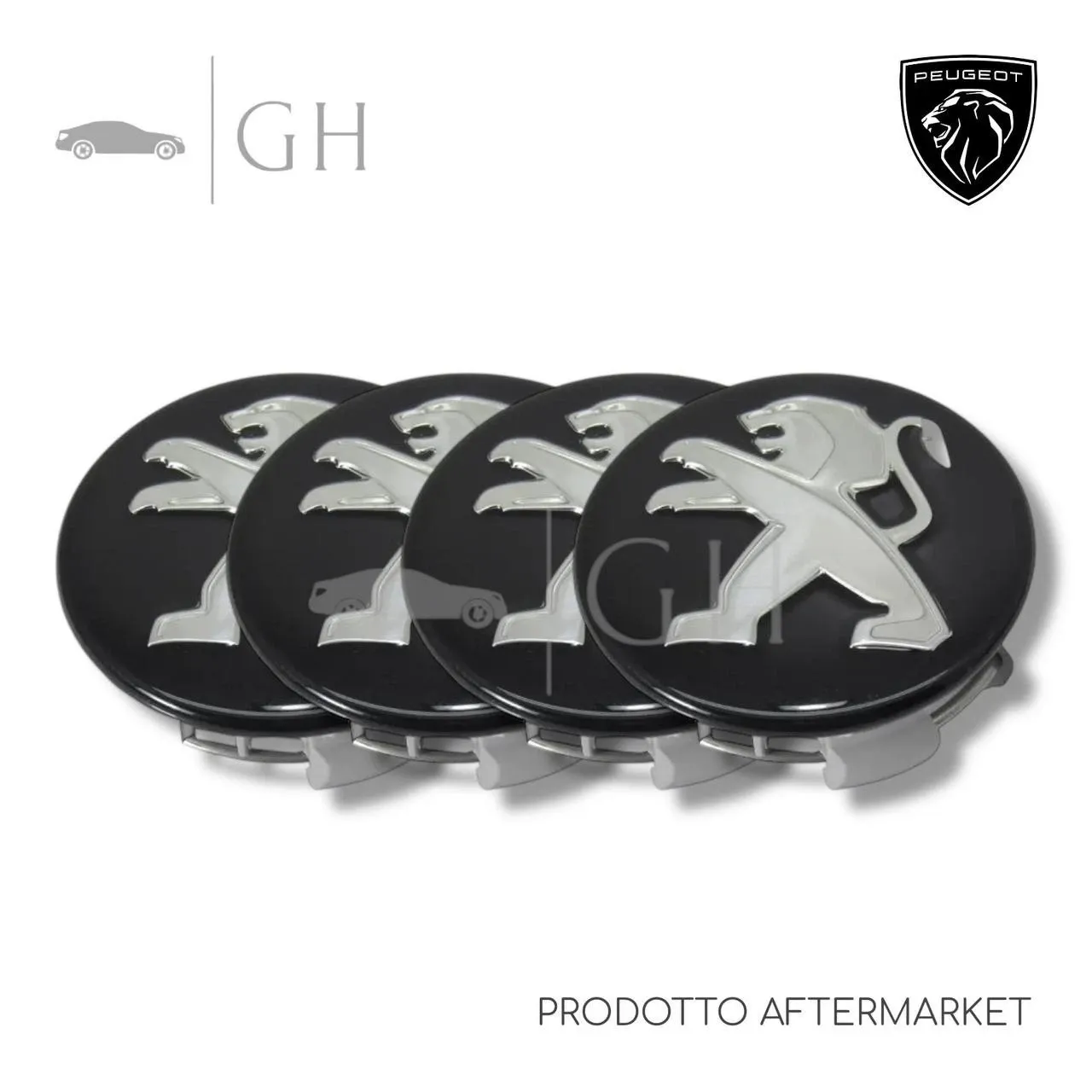 ORIGINALE - KIT 4 TAPPI / COPERCHI / COPRI MOZZI RUOTE / CERCHI PEUGEOT 208 (II) - 16080403XY