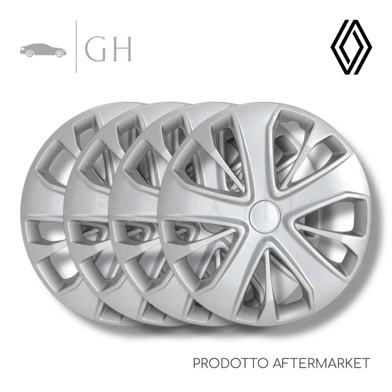 KIT 4 COPRICERCHI / COPPE / BORCHIE / PLATTO RUOTA 15&#39;&#39; RENAULT CLIO (IV)