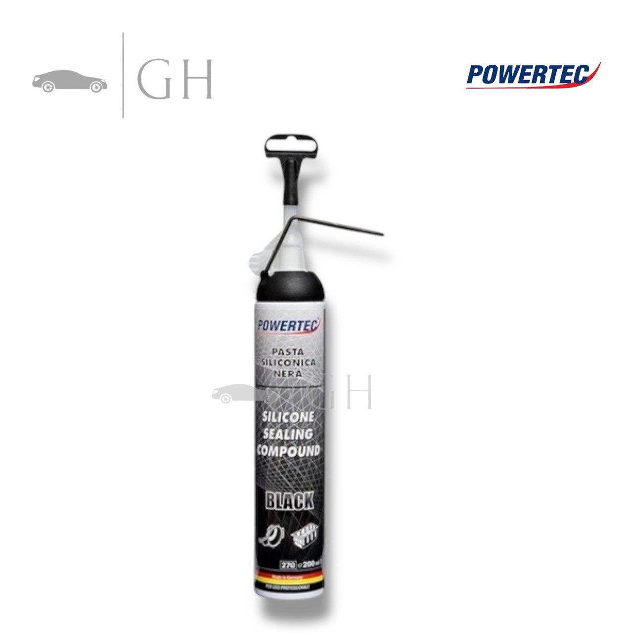 POWERTEC - PASTA SILICONICA / SILICONE NERA CON DOSATORE PER GUARNIZIONI MOTORI