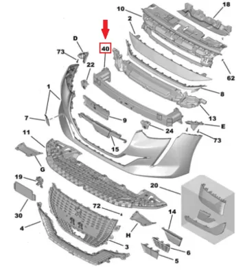RINFORZO / TRAVERSA / STAFFONE PARAURTI ANT. PEUGEOT 208 (II) - 9824784680