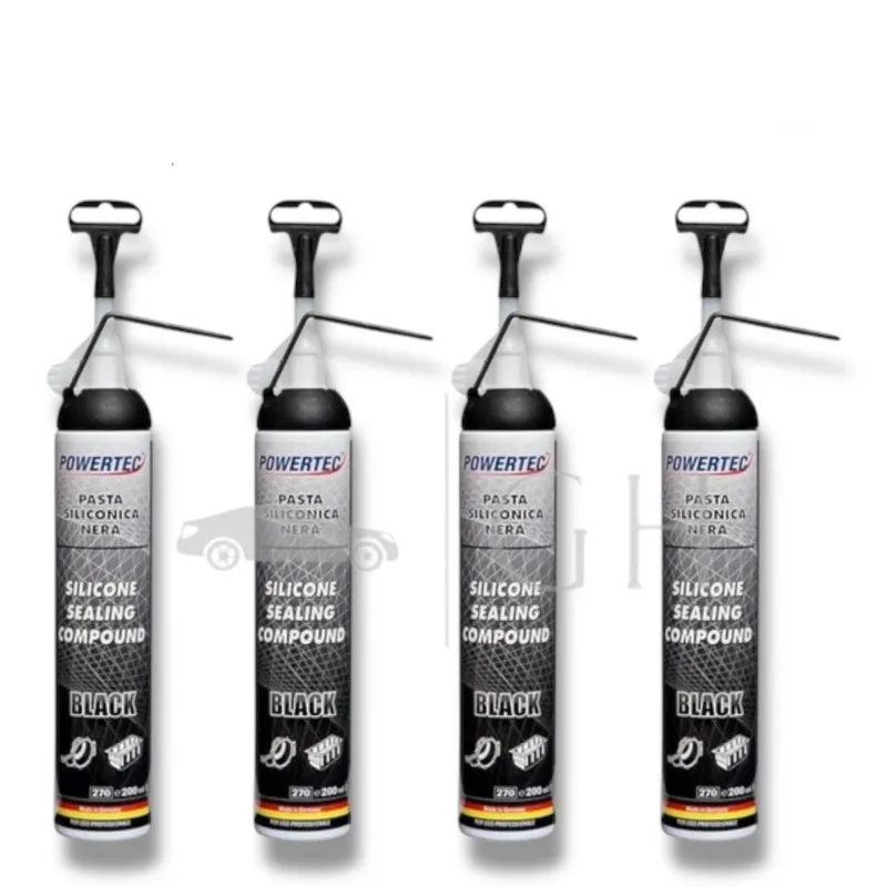 POWERTEC - 4 X PASTA SILICONICA / SILICONE NERA CON DOSATORE GUARNIZIONI MOTORI