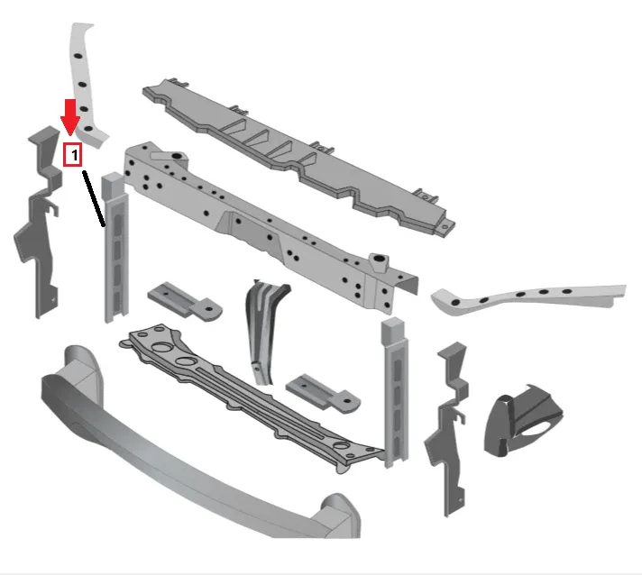 ORIGINALE - STAFFA OSSATURA CALANDRA / RIVESTIMENTO LATO DX FRONTALE ANT. DR 6.0 - 3200100102