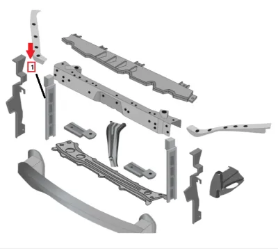 ORIGINALE - STAFFA OSSATURA CALANDRA / RIVESTIMENTO LATO DX FRONTALE ANT. DR 6.0 - 3200100102