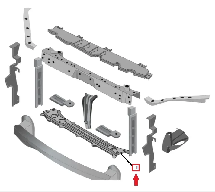 ORIGINALE - STAFFA OSSATURA CALANDRA /RIVESTIMENTO FRONTALE INFERIORE ANT DR 6.0 - 3200100103