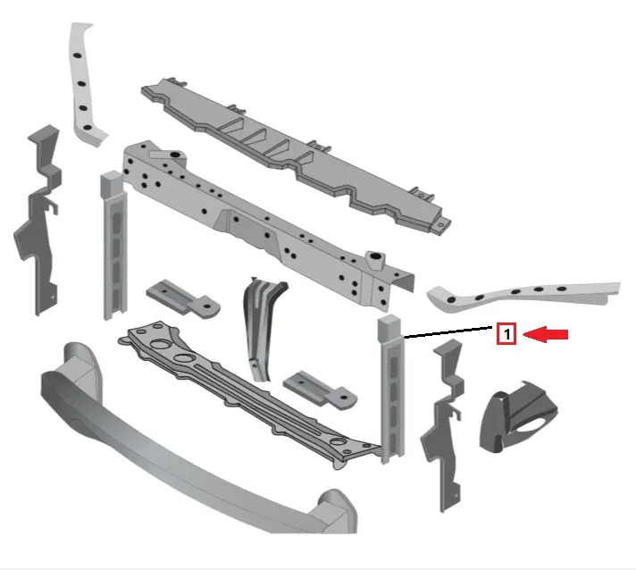 ORIGINALE - STAFFA OSSATURA CALANDRA / RIVESTIMENTO LATO SX FRONTALE ANT. DR 6.0 - 3200100101