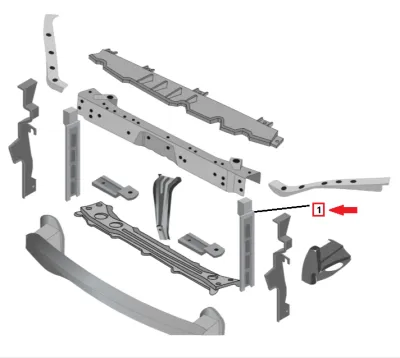 ORIGINALE - STAFFA OSSATURA CALANDRA / RIVESTIMENTO LATO SX FRONTALE ANT. DR 6.0 - 3200100101