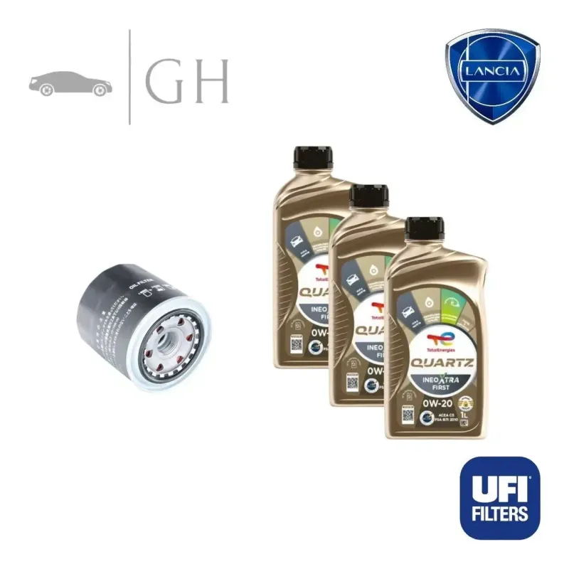 UFI - KIT TAGLIANDO FILTRO OLIO + 3 LT OLIO 0W20 LANCIA YPSILON 1.0 HYBRID 69CV