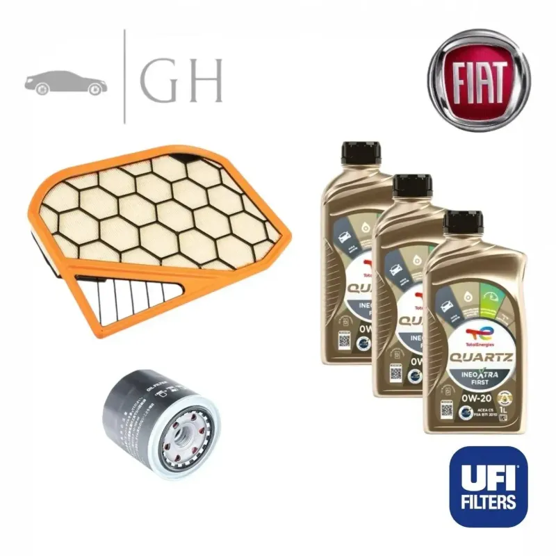 UFI - KIT TAGLIANDO 2 FILTRI + 3 LT OLIO 0W20 FIAT PANDA 312 1.0 HYBRID 69CV