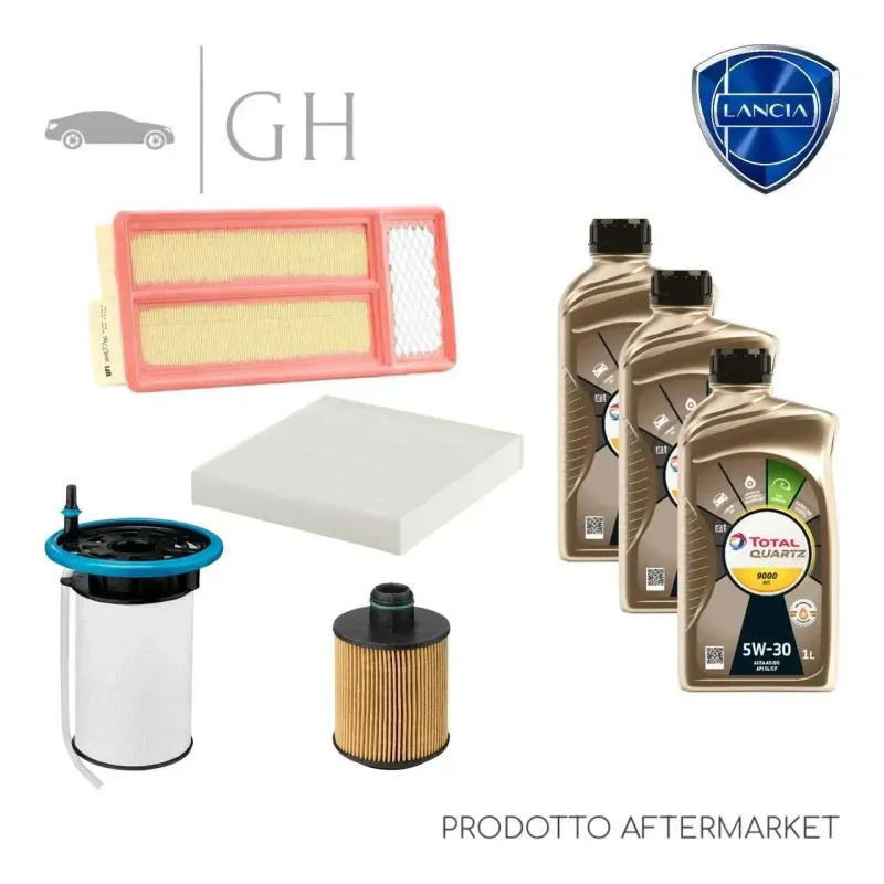 ECONOMY - KIT TAGLIANDO 4 FILTRI + 3 LT OLIO 5W30 LANCIA YPSILON 1.3 MJT 95 CV