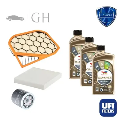 UFI - KIT TAGLIANDO 3 FILTRI + 3 LT OLIO 0W20 LANCIA YPSILON 312 1.0 HYBRID 69CV