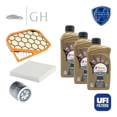 UFI - KIT TAGLIANDO 3 FILTRI + 3 LT OLIO 5W30 LANCIA YPSILON 312 1.0 HYBRID 69CV