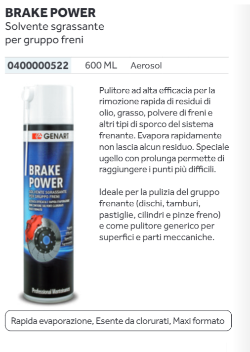 GENART - 6 X BRAKE POWER SPRAY  PULITORE / SOLVENTE SGRASSANTE PER GRUPPO FRENI AUTO