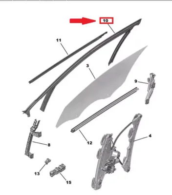GUARNIZIONE VETRO (PORTA / SPORTELLO) ANT SX PEUGEOT 2008 II 2020 - 9826332180