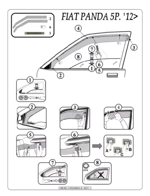 FARAD - SET 2 DEFLETTORI ARIA ANTIVENTO / ANTIPIOGGIA FUME' FIAT PANDA 312 - 319