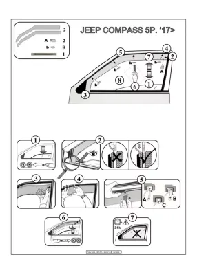 FARAD - SET 2 DEFLETTORI ARIA ANTIVENTO / ANTIPIOGGIA FUME' JEEP COMPASS 2018 II - 1-14.195M
