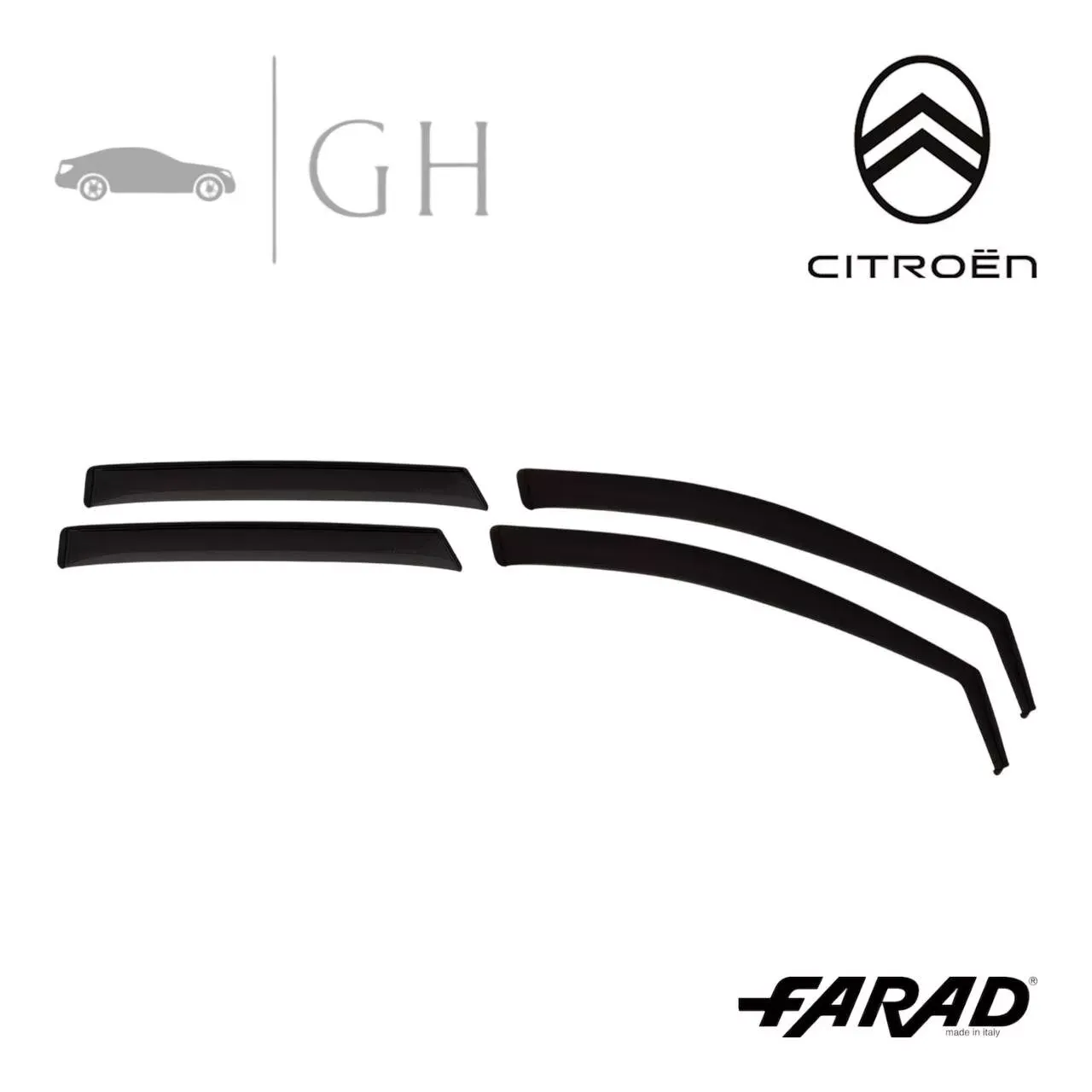 FARAD - SET 4 DEFLETTORI ARIA ANTIVENTO / ANTIPIOGGIA FUME' CITROEN C3 2020 - 1-16.013