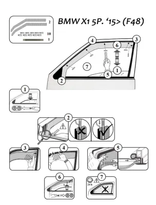FARAD - SET 2 DEFLETTORI ARIA ANTIVENTO / ANTIPIOGGIA FUME' BMW X1 F48 2018 - 1-14.181M