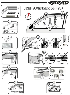 FARAD - SET 2 DEFLETTORI ARIA ANTIVENTO / ANTIPIOGGIA FUME' JEEP AVENGER 2024 - 1-14.236M