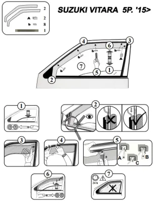 FARAD - SET 4 DEFLETTORI ARIA ANTIVENTO / ANTIPIOGGIA FUME' SUZUKI VITARA (IV)- 1-17.025