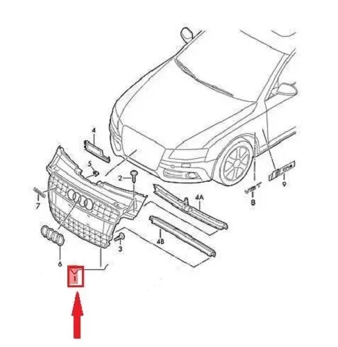 GRIGLIA RADIATORE CON CORNICE CROMATA PARAURTI ANTERIORE AUDI A4 (B8 / 8K2) 2008 - 8K0853651VMZ