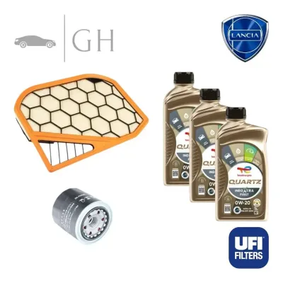 UFI - KIT TAGLIANDO 2 FILTRI + 3 LT OLIO 0W20 LANCIA YPSILON 312 1.0 HYBRID 69CV
