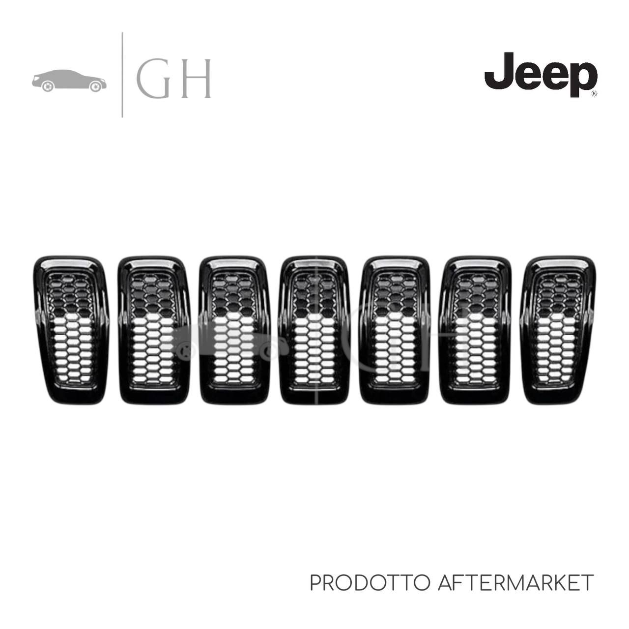 KIT 7 PZ. GRIGLIE RADIATORE CORNICI NERE PARAURTI ANT. JEEP CHEROKEE (V) 2015 - 68303626AA